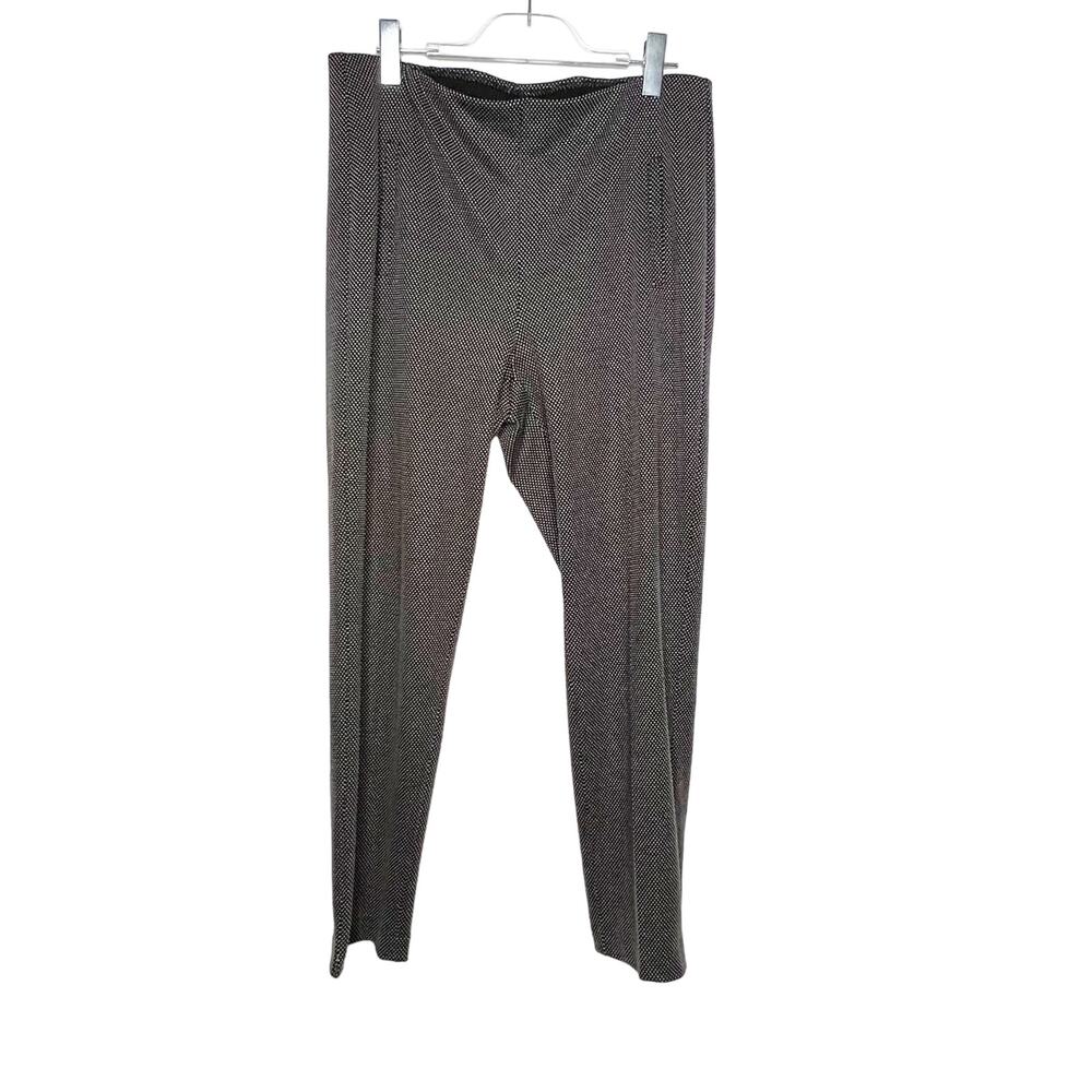 CHICOS Polka Dot Stretch Dress Pants Flat Front High Rise Black White Size Large